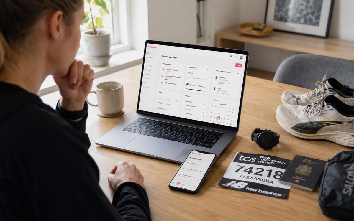Runner planning a race season with events, training, travel, and goals organized in one place
